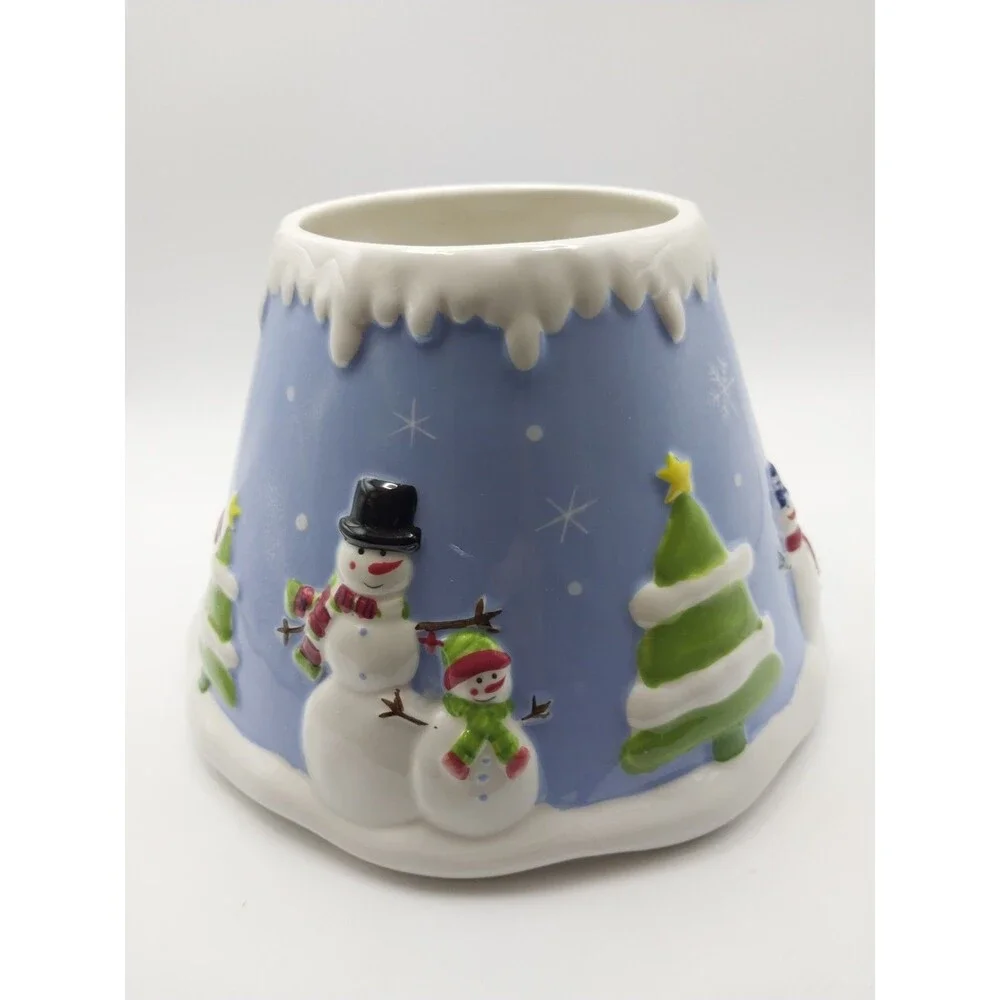 Linens 'N Things Snowman Family Candle Topper Shade Fits Large 22oz Jars